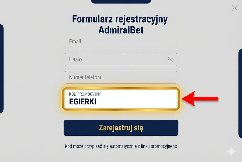 Gdzie wpisać kod promocyjny AdmiralBet podczas rejestracji